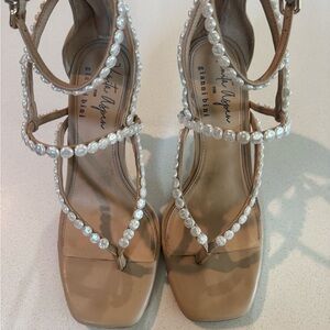Gianni Bini Beige Heels with Pearl Accents